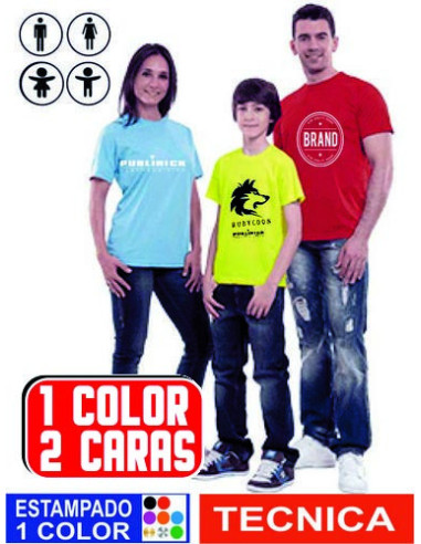 camiseta tecnica de colores estampada 1 color 2 caras