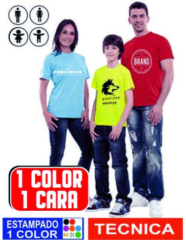 camiseta tecnica  de colores estampada 1 color 1 cara